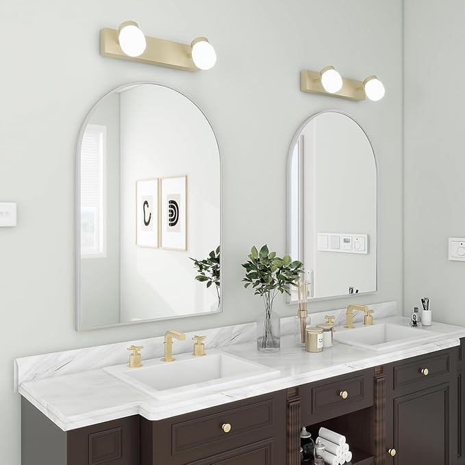 BEAUTYPEAK 20"x30" Arch Bathroom Mirror, Wall Mounted Vanity Metal Frame Mirror for Bedroom, Entryway, Living Room, Silver-Ruum Studio Home