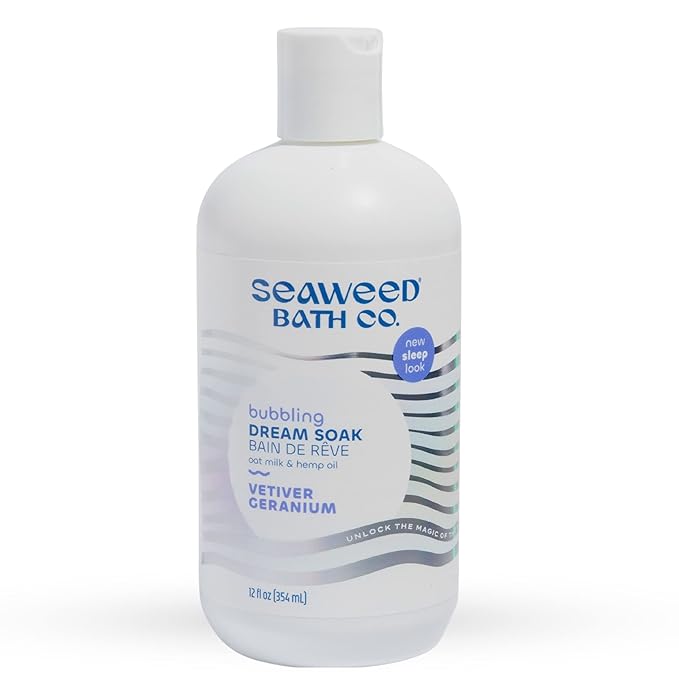 Seaweed Bath Co. Bubbling Dream Soak, Vetiver Geranium Scent, 12 Ounce, Sustainably Harvested Seaweed, Oat Milk, Hemp Oil-Ruum Studio Home
