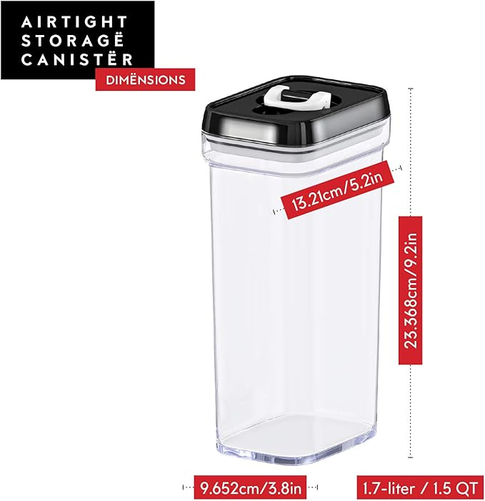 DWËLLZA KITCHEN Airtight Food Storage Containers with Lids – 4 Piece Set Air Tight Kitchen Storage Containers Clear Pantry Organization and Storage Set BPA-Free - Keeps your Food Fresh & Dry-Ruum Studio Home