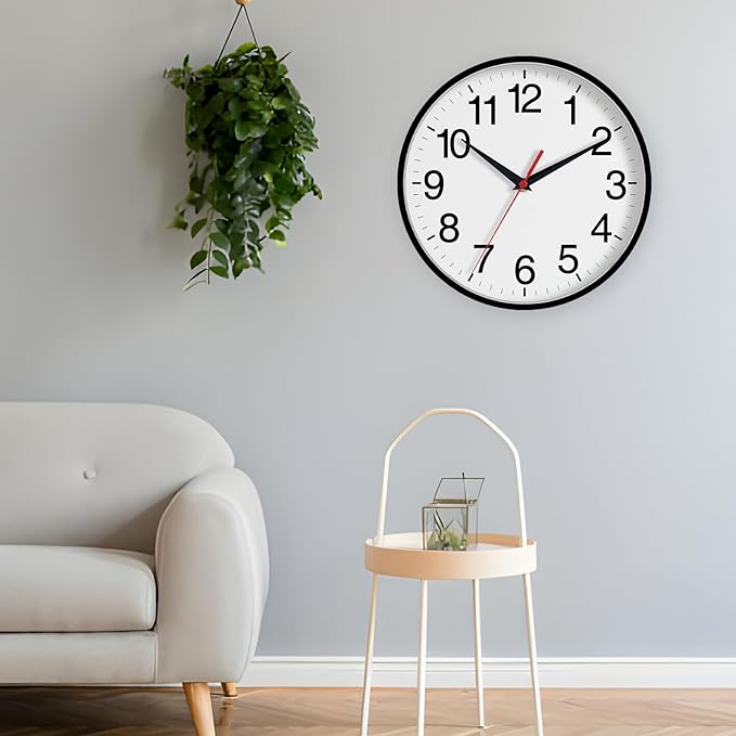 16 Inch Wall Clock, Large Wall Clocks Battery Operated, Big Silent Non-Ticking Analog Clock Decorative for Living Room, Office, Kitchen, Outdoor,Classroom, Bedroom, Bathroom, School(Black)-Ruum Studio Home