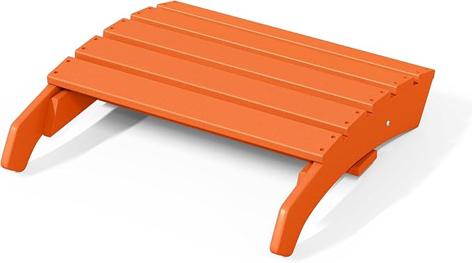 WestinTrends Dylan Outdoor Patio HDPE Adirondack Ottoman Footrest, Orange-Ruum Studio Home