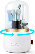 Toothbrush Holders for Bathrooms,Rotating 7-Slot with Cover and Draining Water,Kids Electric Toothbrush Holder and Toothpaste Stand Storage for Bathroom Accessories Counter Organizer Vanity-Ruum Studio Home