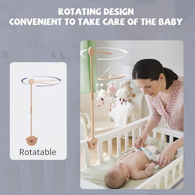 Baby Crib Mobile Arm,HBM Wooden Mobile Arm for Crib Mobile Hanger for Crib Baby Girl Nursery Decor-Ruum Studio Home