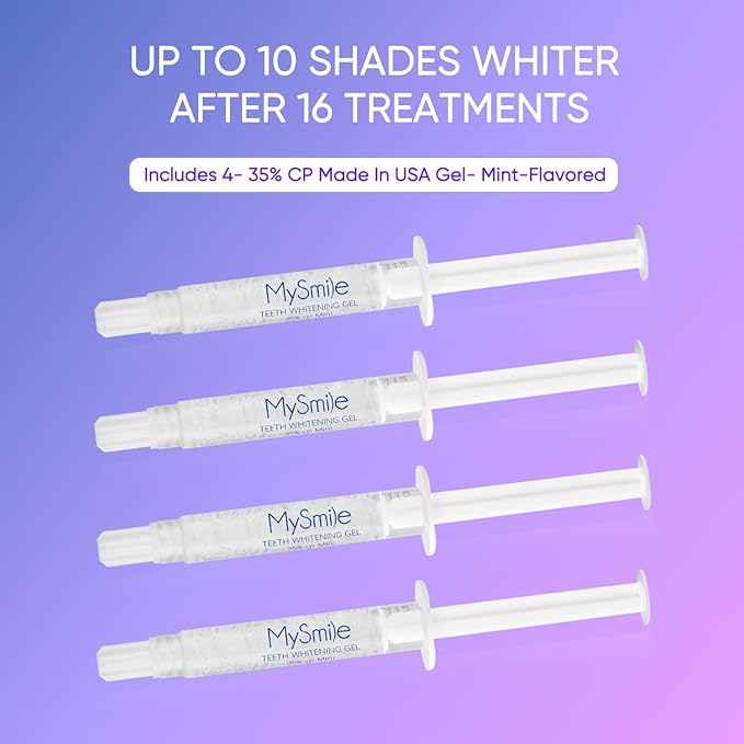 MySmile Deluxe 10 Min Teeth Whitening Kit with 28 LED Light, 35% Carbamide Peroxide Teeth Whitening Gel, Helps Remove Years of Stains from Coffee, Soda, Wines, Smoking, Food-Ruum Studio Home