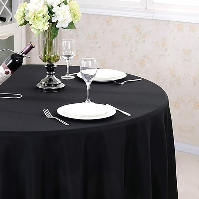 Surmente 120 inch Round Tablecloths -10 Pack Black Round Table Cloths, Polyester Fabric Table Covers for Wedding, Party, Banquet, or Restaurant-Ruum Studio Home