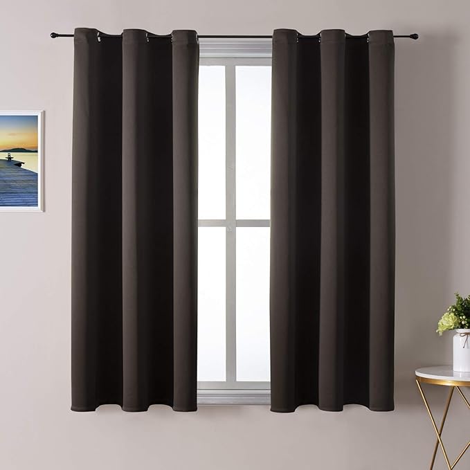 ChrisDowa Grommet Blackout Curtains for Bedroom and Living Room - 2 Panels Set Thermal Insulated Room Darkening Curtains (Brown, 38W x 45L)-Ruum Studio Home