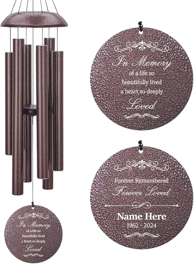 Personalized Sympathy Wind Chimes, Sympathy Gift After Loss of Mom Dad, or Loved One, Memorial Garden Remembering a Loved One Memorial Gifts-Ruum Studio Home