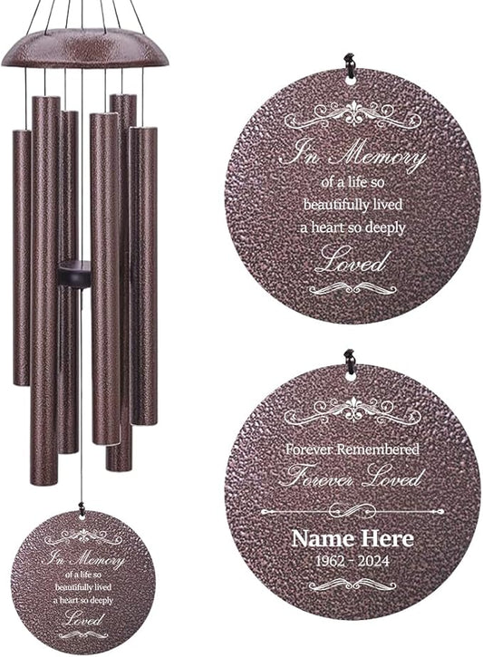 Personalized Sympathy Wind Chimes, Sympathy Gift After Loss of Mom Dad, or Loved One, Memorial Garden Remembering a Loved One Memorial Gifts-Ruum Studio Home