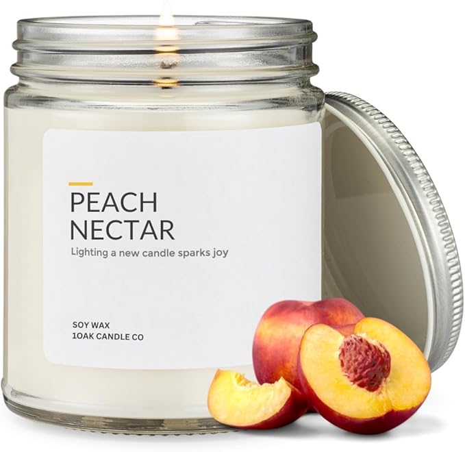 1OAK Soy Wax Scented Candles (Peach Nectar) - Long Burning Premium Hand-Poured (7oz.)-Ruum Studio Home