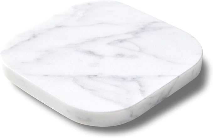 𝐋𝐮𝐱𝐮𝐫𝐲 𝐈𝐭𝐚𝐥𝐢𝐚𝐧 100% Marble Tile Coasters – Set of 4 – Square Modern Bar Coasters for Drinks, Coffee –Stone Holder for Home Décor, Housewarming Gifts (Carrara White)-Ruum Studio Home