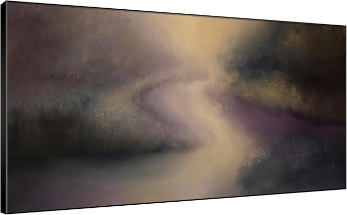 SIGNWIN 24"x46" Extra Large Framed Wall Art Golden Light River Path Dreamy Impressionist Landscape Illustration for Home Living Room Bedroom Decor (Frame Assembly Required)-Ruum Studio Home