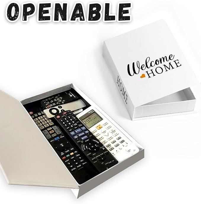 Decorative Storage Book Box – Hidden Storage for Remote Controls, Keys, and Small Items – Elegant Home Decor for Living Room, Bedroom, Coffee Table – Modern Style Faux Book Organizer (Welcome Home)-Ruum Studio Home