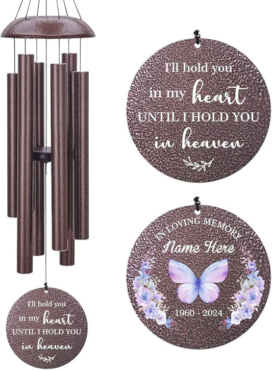 Sympathy Wind Chimes, Personalized Butterflies Wind Chimes for Loss of Loved Dad/Mom, Memorial Sympathy Gifts for Funeral, in Loving Memory of Husband/Wife-Ruum Studio Home