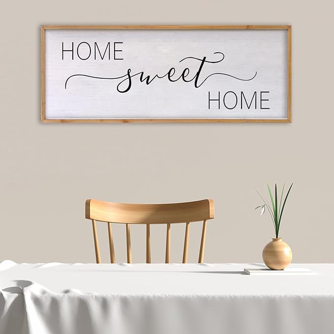 Home Sweet Home Sign Wall Decor 40"x15" Above Bed Living Room Large Wooden Framed Family Plaques Art (Wood)-Ruum Studio Home