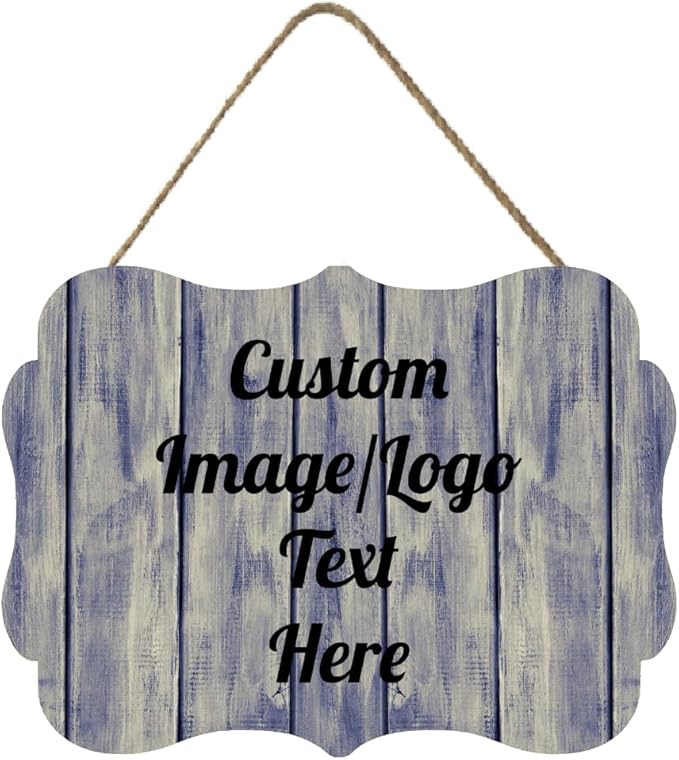 Personalized Wooden Welcome Sign Front Door Decor Home Sign Customized Image/Text Hanging Farmhouse Decorations for Home Office 11.2 * 8 Inch-Ruum Studio Home