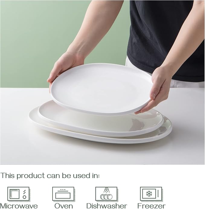 DOWAN Large Serving Platter, 16"/14"/12" Porcelain Platters for Entertaining Wedding Party, White Oval Plates Set of 3, Serving Dishes for Serving Food, Housewarming Gifts-Ruum Studio Home