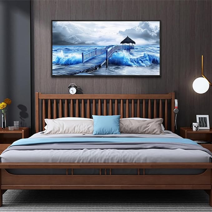 ZUITINGHUA Large Black Framed Wall Decor For Living Room Canvas Wall Art For Office Modern Wall Decorations For Bedroom Ocean Landscape Painting Black And White Pictures Artwork Home Decor 24x48 In-Ruum Studio Home