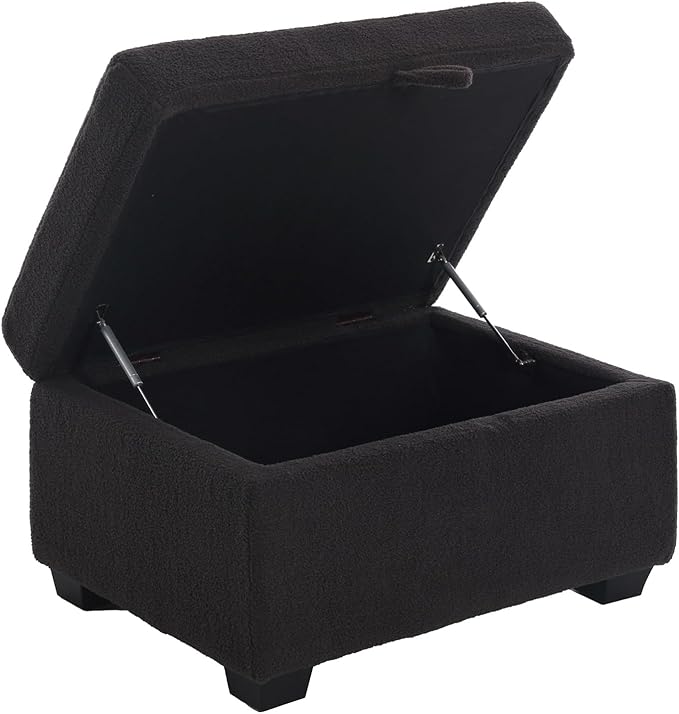 Ottoman Sofa, Modern Comfortable Ottoman with Storage Space for Living Room Apartment Lounge Sofa, Black Bouclé-Ruum Studio Home