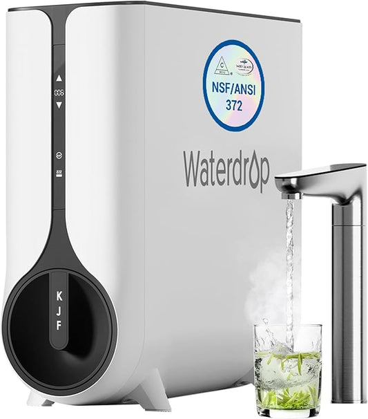 Waterdrop Reverse Osmosis System, Instant Hot Water Dispenser, 600 GPD, Reduce PFAS, Tankless, 2:1 Pure to Drain, Under Sink, TDS Reduction, Smart LED Faucet, Hot and Cold Water Dispenser Faucet-Ruum Studio Home