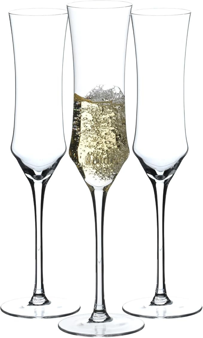 Hand Blown Crystal Champagne Flutes, Sparkling Champagne Glasses Set of 3 – 7 Ounce-Ruum Studio Home