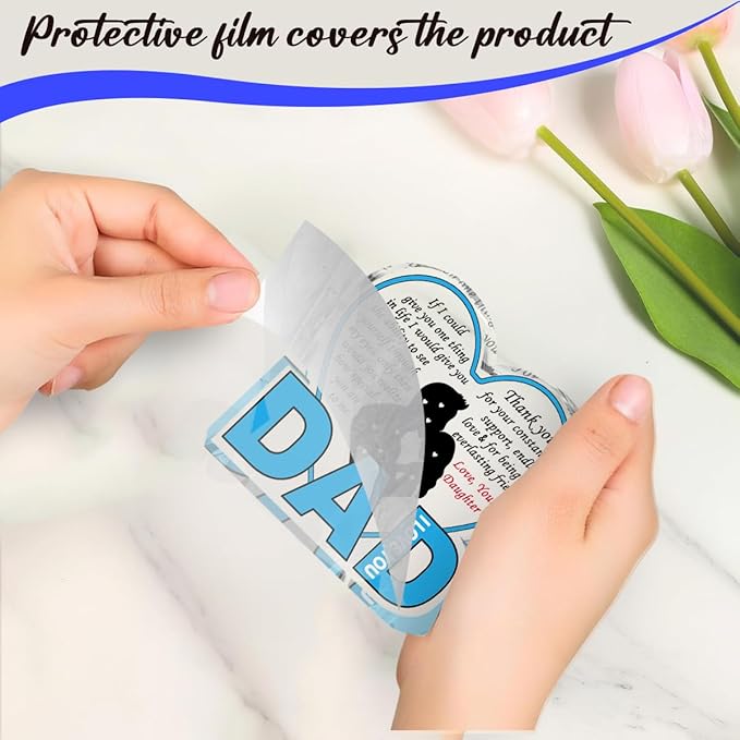 Best Dad Ever Gift from Daughter Son - Acrylic Heart-Shaped Plaque Father’s Day Birthday Gift - Unique Keepsake Desk Decor with Personalized Message-Ruum Studio Home