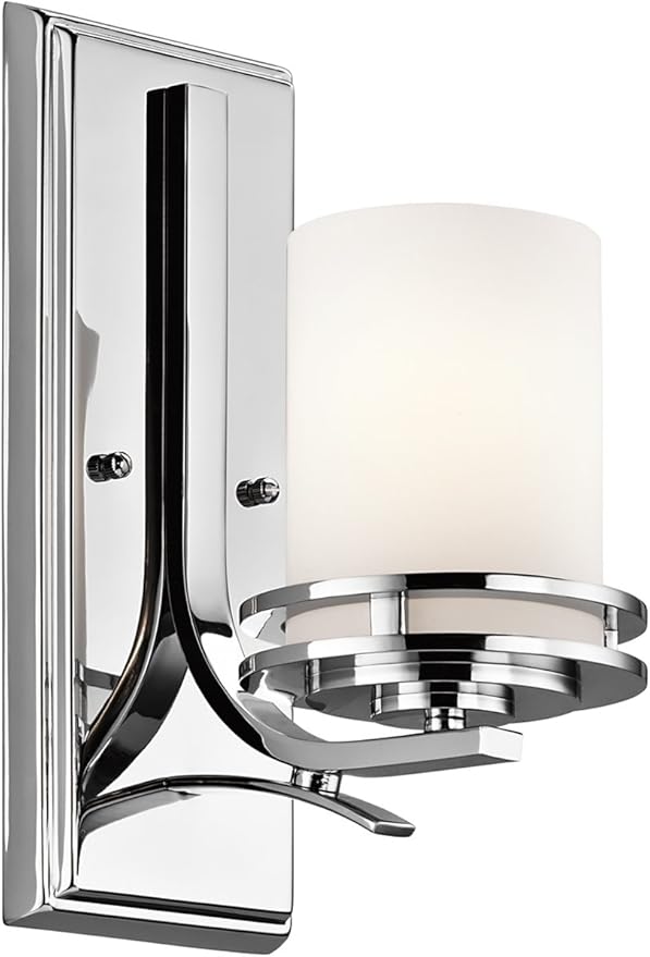 Kichler Hendrik 12" 1 Light Wall Sconce with Satin Etched Cased Opal Chrome-Ruum Studio Home