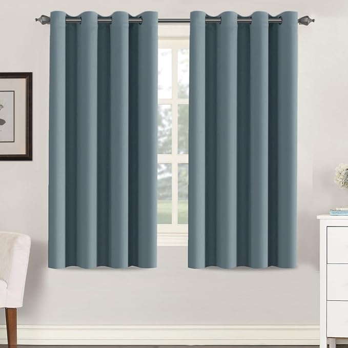 H.VERSAILTEX Soft and Smooth Blackout Window Curtain Panel,8 Grommets Drapes (Set of 2 Panels,52 by 63 - Inch,Stone Blue)-Ruum Studio Home
