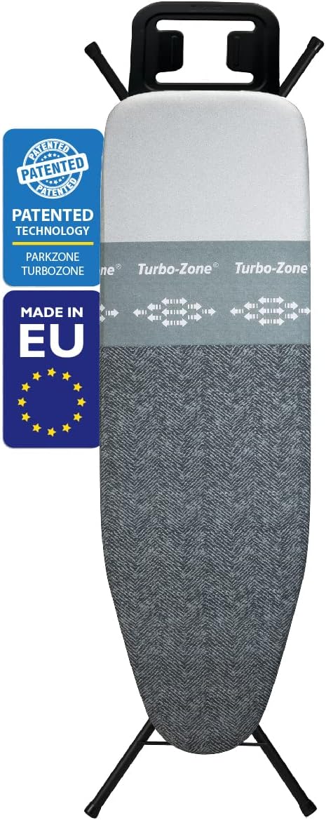Bartnelli Classic Ironing Board with New Patent Technology | Made in Europe Iron Board with Patent Fast-Glide Zone, 4 Layer Cover & Pad, Height Adjustable, Safety Iron Rest, 4 Premium Steel Legs-Ruum Studio Home
