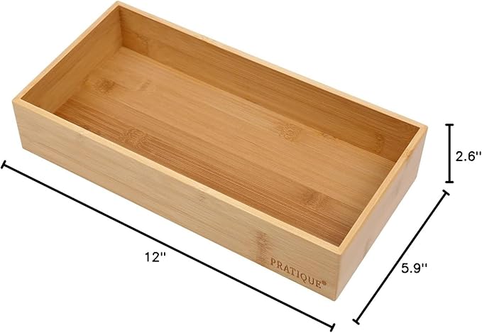 Bamboo Drawer Organizer - Kitchen Utensil Organizer Silverware Tray Cutlery Holder，Office Desk Supplies and Accessories (12x5.9x2.6 inch)-Ruum Studio Home