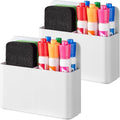 BEYGORM 2 Pack Plastics Magnetic Pen Holder for Refrigerator, Dry Erase Marker Holder for Whiteboard，Magnet School Locker Organizer Accessories, Pencil Cup, Pen Caddy, Classroom Organization(White)-Ruum Studio Home