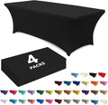 ABCCANOPY 4 Pack 8 FT Black Spandex Table Cover Stretch Fitted Wrinkle Resistant Tablecloth Reuse for Rectangular Folding Table Patry Event Wedding Banquet Protector-Ruum Studio Home