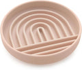 The Slowdown Bowl Silicone Slow Feeder for Cats & Dogs, Slow Eating Mealtime Solution with Modern Lick Mat Design, Reduces Gulping, Fits 1 Cup 6” Across x 1.25” Tall, Small-Tan-Ruum Studio Home