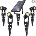 4-Spotlight Mini 50X Solar-Powered LED Spotlight (Warm White LED), Black Finish, Outdoor Garden Yard Landscape Downlight-Ruum Studio Home