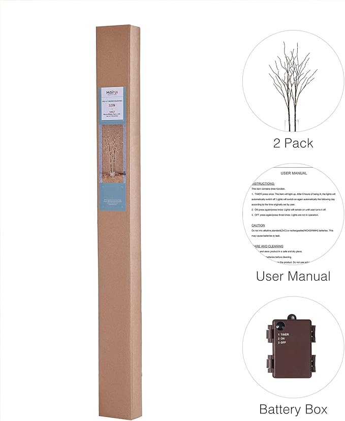 Birchlitland Lighted Brown Branches 32IN 100 LED with Timer Battery Operated, Artificial Tree Branch with Warm,Willow Branch Lights for Home Bedroom Fireplace Christmas Holiday Decoration-Ruum Studio Home