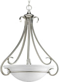 Torino Collection 3-Light Etched Glass Transitional Inverted Pendant Light Brushed Nickel-Ruum Studio Home