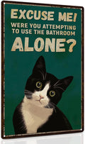 ALKB Funny Tuxedo Cat Metal Signs Black Cat Metal Poster Tuxedo Cat Lover Gift Vintage Bathroom Wall Decor 8 x 12 Inch-Ruum Studio Home