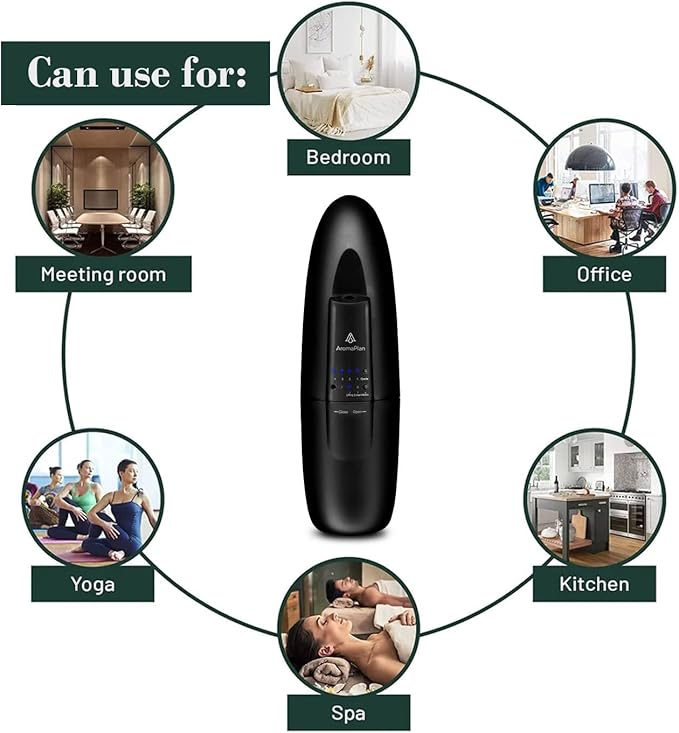 AROMAPLAN Authentic Plug in Waterless Diffuser - Up to 500 Sq. FT Coverage - Nanotechnology Plug in Oil Diffuser for Essential Oils -for Home and Office - Wall Silent & Waterless Oil Diffuser (Black)-Ruum Studio Home