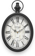 Menterry Small Retro Oval Wall Clock, Antique Old Design, Black Vintage Style, Battery Operated Silent Decor Wall Clocks for Kitchen,Bedroom,Farmhouse,Bathroom (11.2" H x 6.7" W)-Ruum Studio Home
