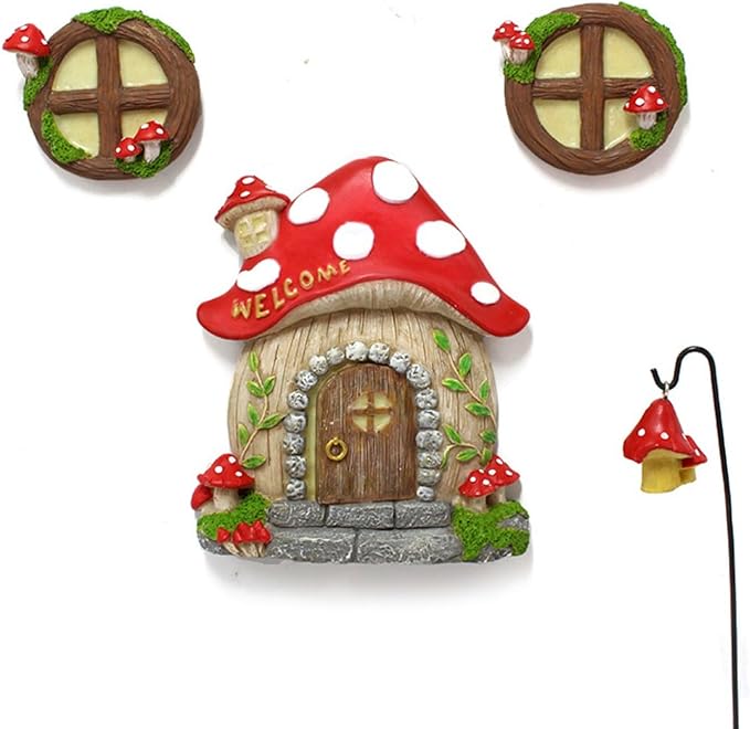 Garden Fairy Decor for Outside Wall Tree Decoration Fairy Door and Window Accessories, Butterfly Mushroom Leaves Fairy House Kit, Fairy Garden Decor, Fairy Garden Decor, Fairy Garden Decorations-Ruum Studio Home