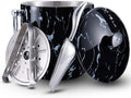 Ice Bucket with Lid, Scoop, Tongs and Strainer - Well Made Insulated Stainless Steel Keep Ice Frozen Longer - Ideal for Cocktail Bar, Parties, Chilling Wine, Champagne - 3 Liter (Black Marble)-Ruum Studio Home