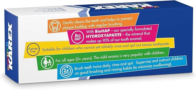 Kinder Karex Hydroxyapatite Kids Toddler Toothpaste 2.3 Ounce (Pack of 6), Fluoride Free-Ruum Studio Home
