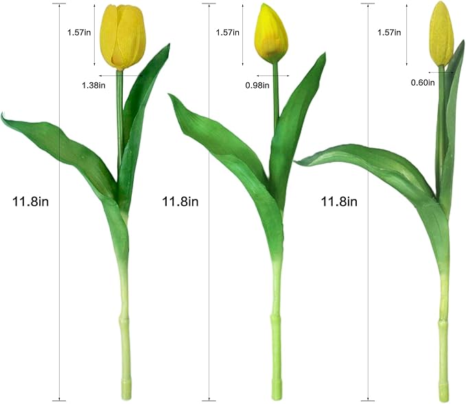 15pcs Artificial Tulips Flowers, Fake Tulips Real Touch, Faux Latex Bouquets, for Party Wedding Home Room Decoration (Yellow)-Ruum Studio Home