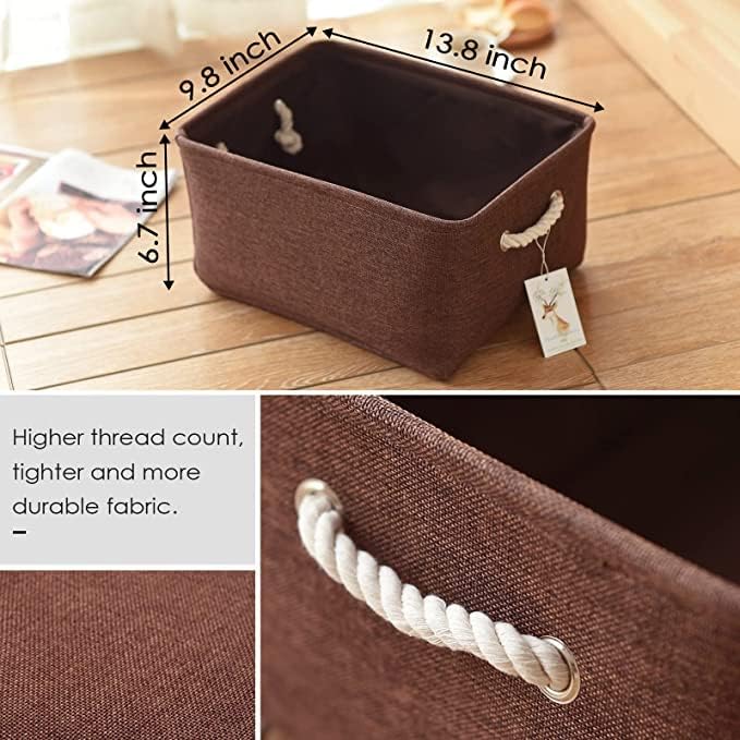 TheWarmHome Fabric Storage Basket for Home, Shelf, Closet - Canvas Bin for Dog Toys and Baby Items (Brown, 1 Pack, 13.8L9.8W6.7H)-Ruum Studio Home