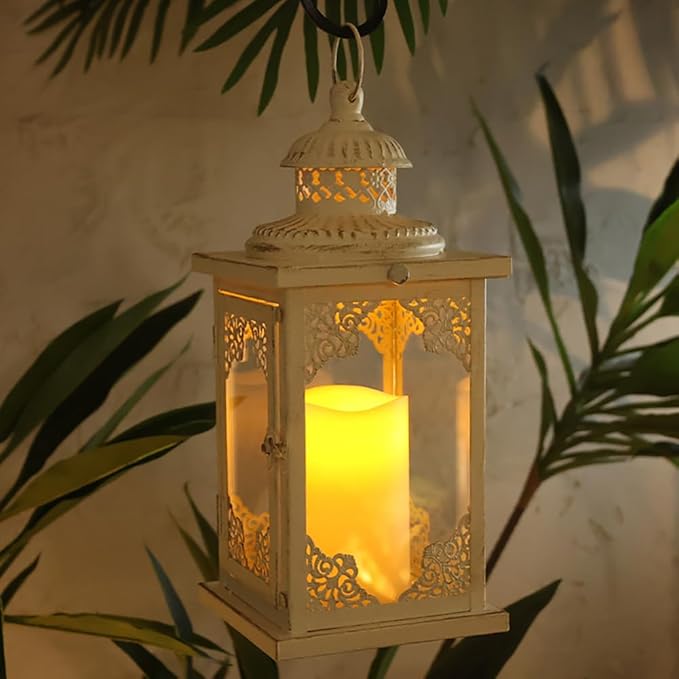 NEEDOMO Large Lanterns Decorative Indoor, 14'' Vintage Outdoor Lanterns with Clear Glass, Metal Candle Holder Lantern Rustic Farmhouse Shelf Decor for Indoor Outdoor Events Wedding and Party-Ruum Studio Home