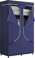 SORCEDAS Portable Wardrobe Closet Storage Organizer Metal Hanging Rack Non-Woven Fabric 34 Inch Coffee (34 Inch, Blue)-Ruum Studio Home