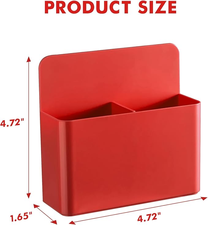 BEYGORM 2 Pack Plastics Magnetic Pen Holder for Refrigerator, Dry Erase Marker Holder for Whiteboard，Magnet School Locker Organizer Accessories, Pencil Cup, Pen Caddy, Classroom Organization(Red)-Ruum Studio Home