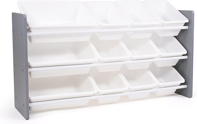 Humble Crew Made for Me Kids Toy Storage Organizer with 12 Storage Bins, Grey/White-Ruum Studio Home