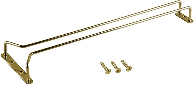 TrueCraftware- 16-Inch Wine Glass Rack Brass Finish Set of 2- Stemware Rack Wire Hanging Rack Under Cabinet Wine Glass Stemware Holder Glass Storage Hanger Organizer for Kitchen and Bar-Ruum Studio Home