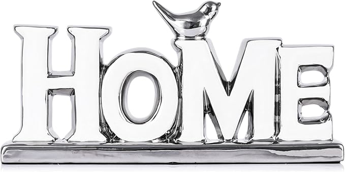 Love Sign Decoration,White and Silver Love Signs for Home Decor,Bird Sculpture Personalized Love Decor,Chrome Style Figurine Decorative Ornaments for Living Room,Bedroom,Desktop (Home, White+Silver)-Ruum Studio Home