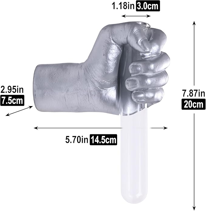 Silvery Wall Sculptures, Hand Vases Home Decor, Wall Mount Art Sculpture, Unique Wall Art Statue, Funky Flower Vase Decorations, Modern Eclectic Hanging Decor,Glass Test Tube Vase (Silvery)-Ruum Studio Home